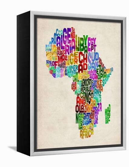 Typography Map of Africa-Michael Tompsett-Framed Stretched Canvas