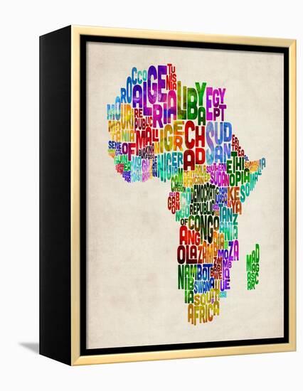 Typography Map of Africa-Michael Tompsett-Framed Stretched Canvas