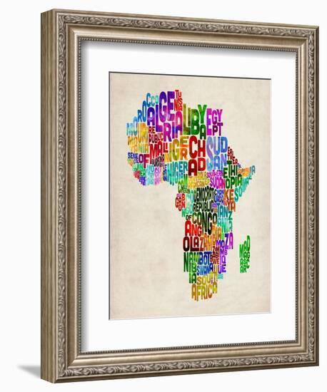 Typography Map of Africa-Michael Tompsett-Framed Art Print