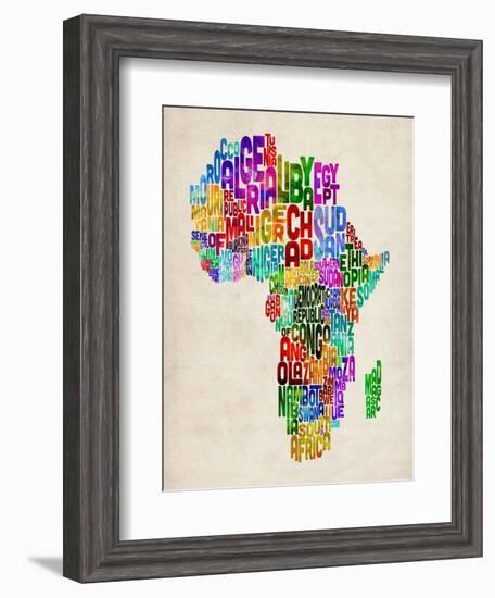 Typography Map of Africa-Michael Tompsett-Framed Art Print