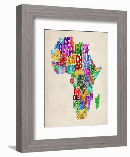 Typography Map of Africa-Michael Tompsett-Framed Art Print