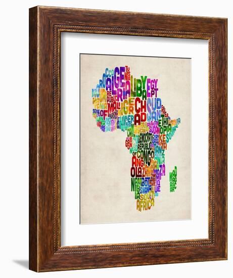 Typography Map of Africa-Michael Tompsett-Framed Art Print