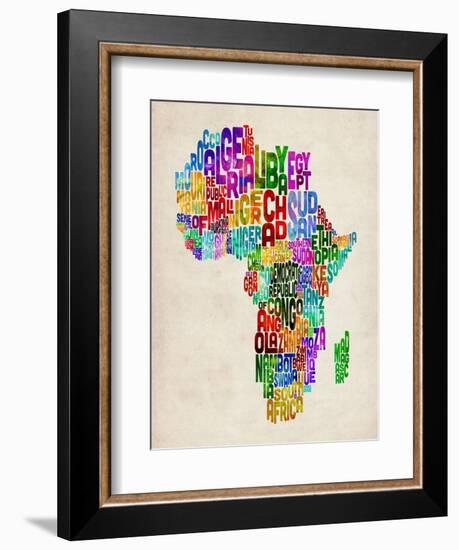 Typography Map of Africa-Michael Tompsett-Framed Art Print