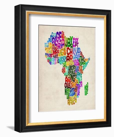 Typography Map of Africa-Michael Tompsett-Framed Art Print