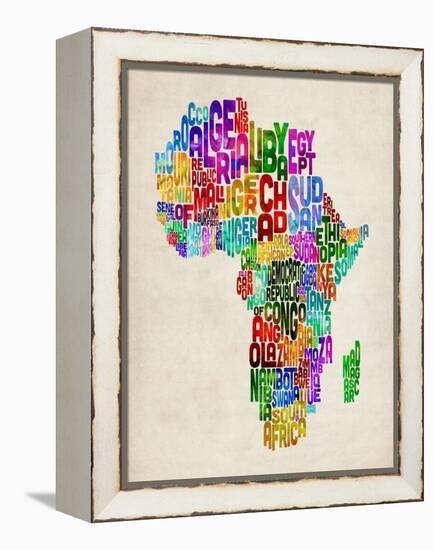 Typography Map of Africa-Michael Tompsett-Framed Stretched Canvas