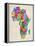 Typography Map of Africa-Michael Tompsett-Framed Stretched Canvas