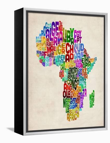Typography Map of Africa-Michael Tompsett-Framed Stretched Canvas