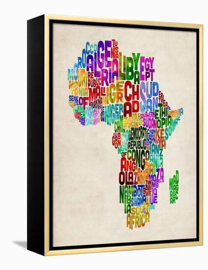 Typography Map of Africa-Michael Tompsett-Framed Stretched Canvas