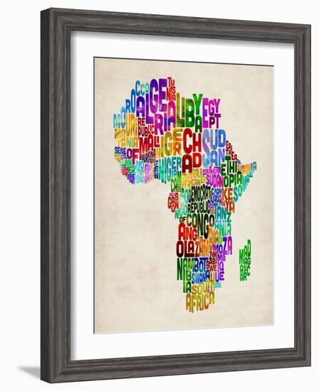 Typography Map of Africa-Michael Tompsett-Framed Art Print