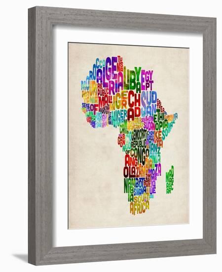 Typography Map of Africa-Michael Tompsett-Framed Art Print