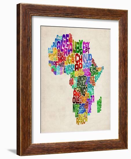 Typography Map of Africa-Michael Tompsett-Framed Art Print