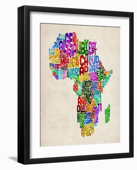 Typography Map of Africa-Michael Tompsett-Framed Art Print