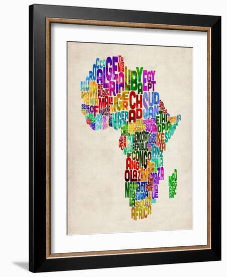 Typography Map of Africa-Michael Tompsett-Framed Art Print