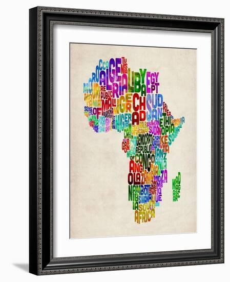 Typography Map of Africa-Michael Tompsett-Framed Art Print