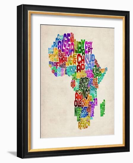 Typography Map of Africa-Michael Tompsett-Framed Art Print