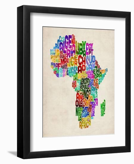 Typography Map of Africa-Michael Tompsett-Framed Premium Giclee Print