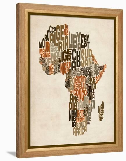 Typography Text Map of Africa-Michael Tompsett-Framed Stretched Canvas