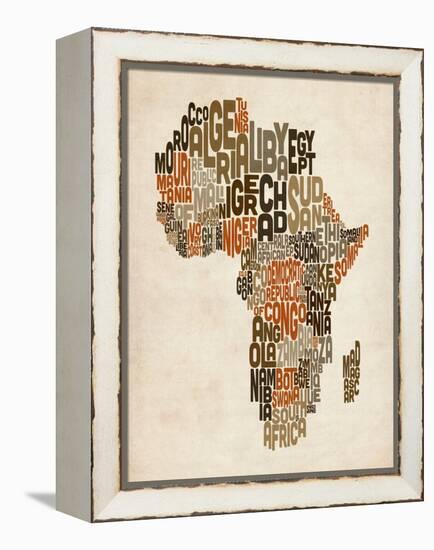 Typography Text Map of Africa-Michael Tompsett-Framed Stretched Canvas