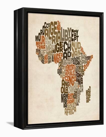 Typography Text Map of Africa-Michael Tompsett-Framed Stretched Canvas