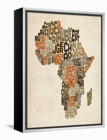 Typography Text Map of Africa-Michael Tompsett-Framed Stretched Canvas