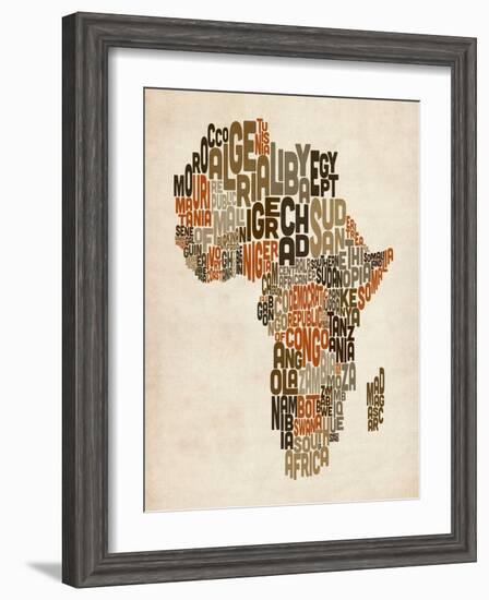 Typography Text Map of Africa-Michael Tompsett-Framed Art Print