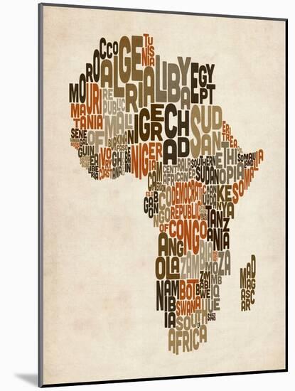 Typography Text Map of Africa-Michael Tompsett-Mounted Art Print