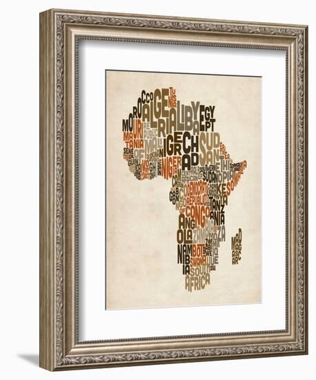 Typography Text Map of Africa-Michael Tompsett-Framed Art Print