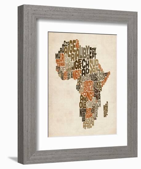 Typography Text Map of Africa-Michael Tompsett-Framed Art Print