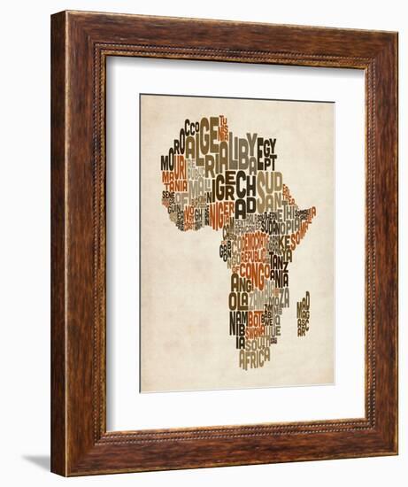 Typography Text Map of Africa-Michael Tompsett-Framed Art Print