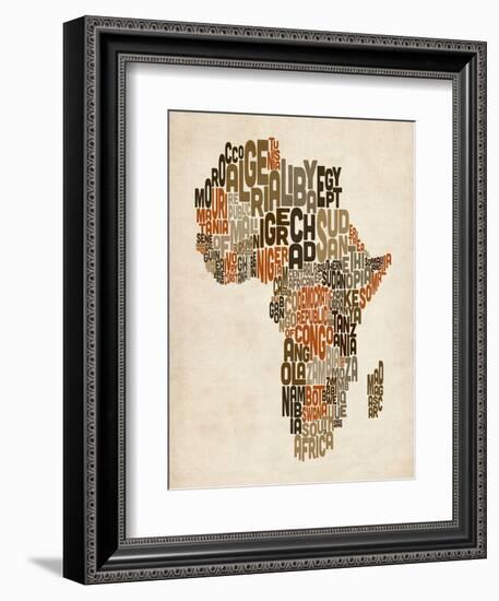 Typography Text Map of Africa-Michael Tompsett-Framed Art Print