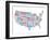 Typography Usa Map-NaxArt-Framed Art Print