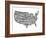 Typography Usa Map-NaxArt-Framed Art Print