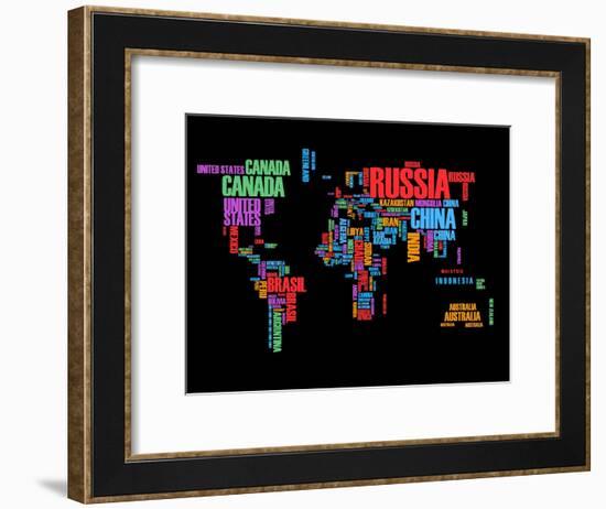 Typography World Map 1-NaxArt-Framed Art Print