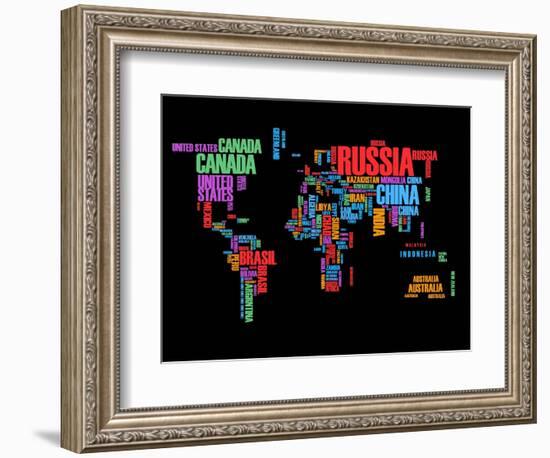 Typography World Map 1-NaxArt-Framed Art Print