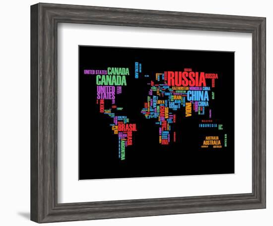 Typography World Map 1-NaxArt-Framed Art Print