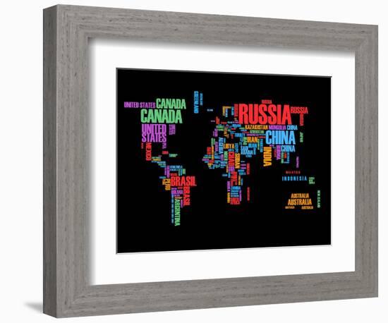 Typography World Map 1-NaxArt-Framed Art Print