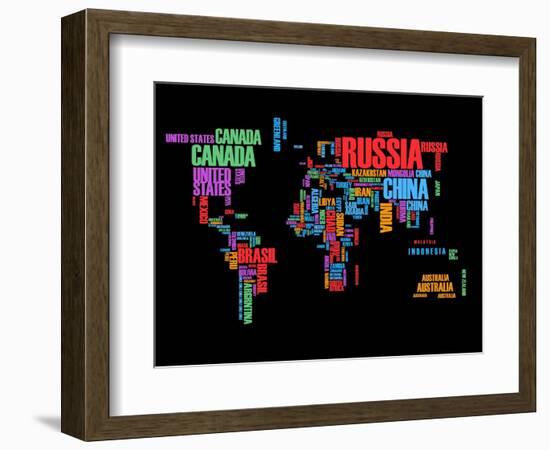 Typography World Map 1-NaxArt-Framed Art Print