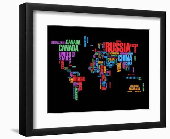 Typography World Map 1-NaxArt-Framed Art Print