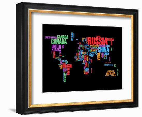 Typography World Map 1-NaxArt-Framed Art Print