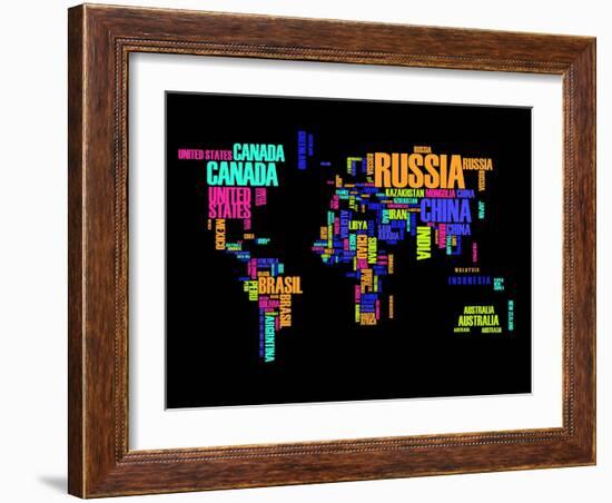 Typography World Map 2-NaxArt-Framed Art Print