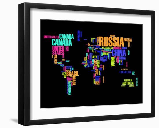 Typography World Map 2-NaxArt-Framed Art Print