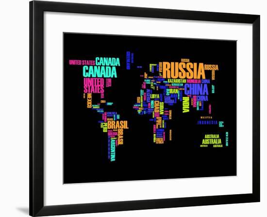 Typography World Map 2-NaxArt-Framed Art Print
