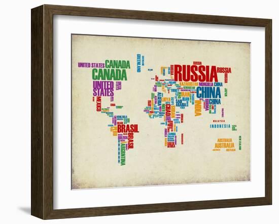 Typography World Map 3-NaxArt-Framed Art Print