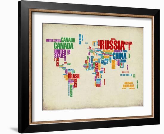 Typography World Map 3-NaxArt-Framed Art Print