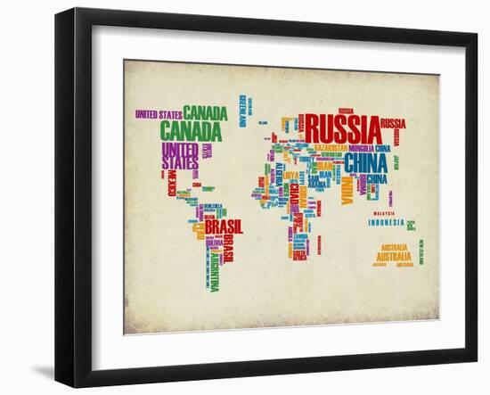 Typography World Map 3-NaxArt-Framed Art Print