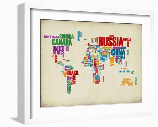 Typography World Map 3-NaxArt-Framed Art Print