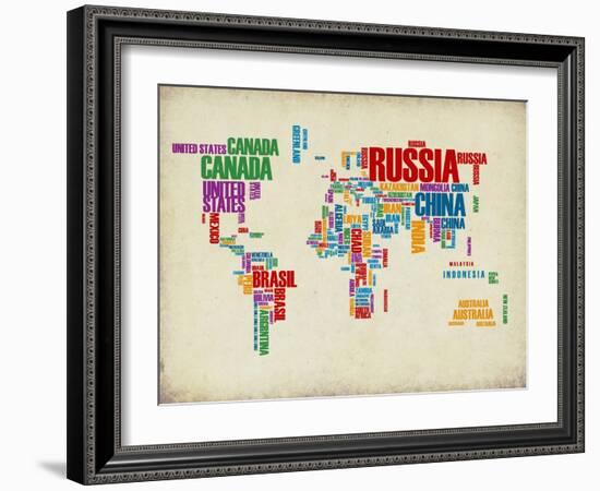 Typography World Map 3-NaxArt-Framed Art Print