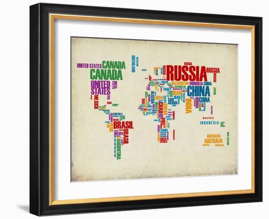 Typography World Map 3-NaxArt-Framed Art Print