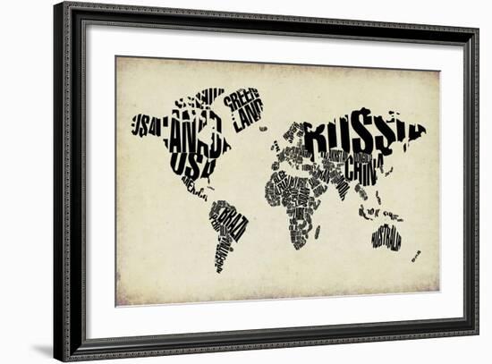 Typography World Map 4-NaxArt-Framed Art Print