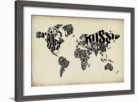 Typography World Map 4-NaxArt-Framed Art Print